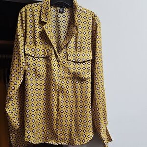 Forever 21 Yellow Geometric Blouse
